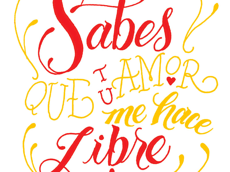 Spanish Valentine design illustration lettering stationery