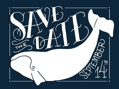 Save the Date with Whale design lettering nautical save the date stationery tattoo wedding whale