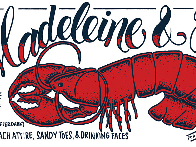 Lobster Invite design illustration lettering stationery wedding