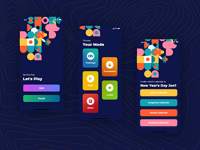 Gaming App app app ui appui branding design game game ui gaming app mobile app ui puzzle quiz ui uiux ux