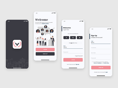 Political App UIX Design app design app ui app ui ux black branding colorful logo mobile app design political political app political mobile app ui ui ux