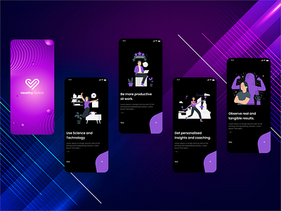 Healthy Switch App 2d app ui concept design idea health health app healthy app illustration illustration ideas mind minimal purple ui ui design ui ideas
