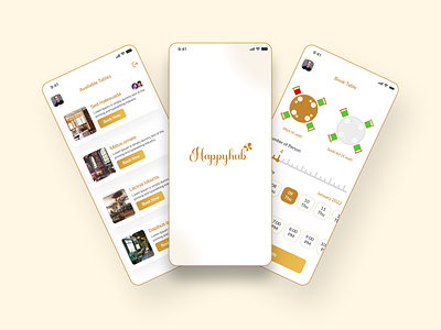 Booking a table on a mobile device booking app gold black hotel mobile app mobile app ui restaurant restaurant app ui simple table book table booking table booking app ui ui white black