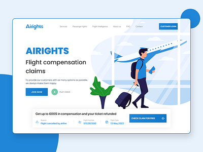 Airights Concept airline airline webpage airport claims design flight heading illustration landingpage ui uiux ux web design webpage design