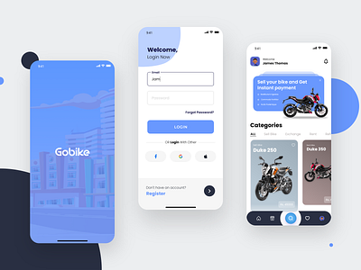 Gobike App app ui app ui design bike bike sell design mobile app ui rental sell ui ux