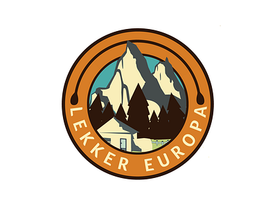 Lekker Europa eat forest house logo mountain rest soup tree vintage