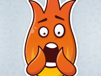 Fire Sticker character emote fire illustration imessage scare sticker tedycole telegram