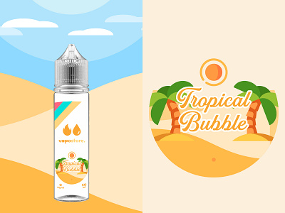 Vapostore packaging "Tropical Bubble" flavor design packaging rework