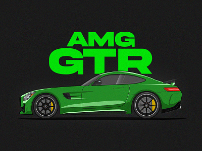 The Beast of Green Hell adobe adobe illustrator adobe photoshop amg gtr automotive illustration car art design flat design graphic design illustration mercedes minimal art vector art