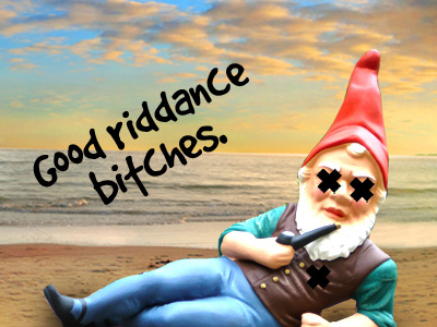 Gnomeo beach gnome sunset