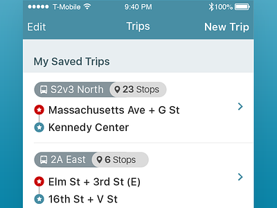 Saved Trips atozed bus ios journey transit trips