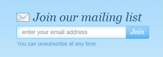 Join our mailing list blue form mail