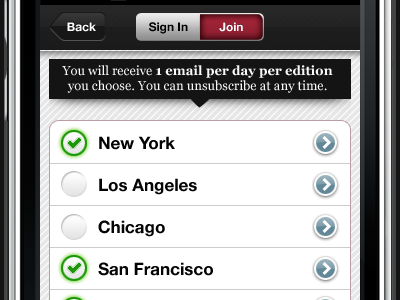 Subscriptions grey iphone list location red signup