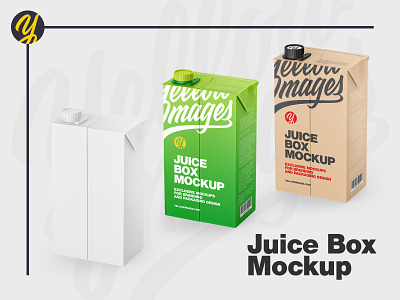 Juice Box Mockup advertising advertisment branding business card design glossy illustration logo soft yellow roma
