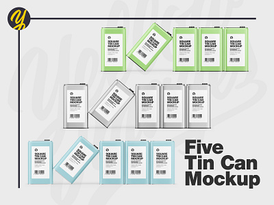 Five Tin Cans Mockup packaging