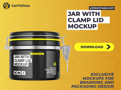Jar With Clamp Lid Mockup yellowroma