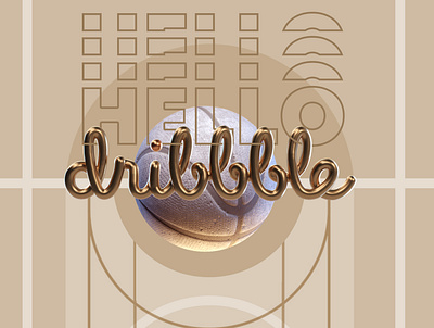 Hello Dribbble! Gold Version adobe cinema 4d design flat illustration minimal photoshop typography