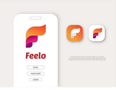 F letter Feelo app art branding illustration lettering logo ui ux vector web