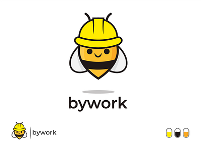Worker Bee logo "Bywork" 3d 3d logo app art brandidentity branding company logo flat icon illustration lettering logo logomaker logomark minimal minimalist typography ui web website