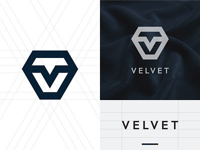 "VELVET" letter v + diamond logo mark