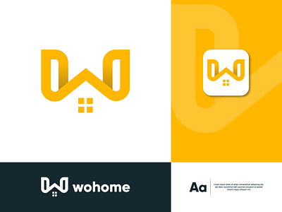 WoHome Logo app brand identity branding h logo home icon home logo icon icon design letter logo lettering lettermark logo logomark logotype minimal typography ui uiux w logo web