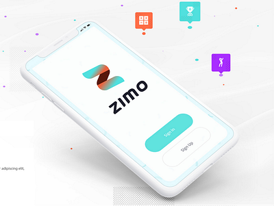 zimo mobile app logo app art branding design flat illustration lettering logo minimal typography