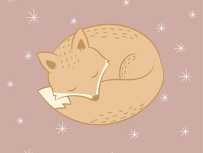 Sleeping Fox animal animal illustration cold cute animal fox foxy graphic design illustration sleeping snowflakes winter
