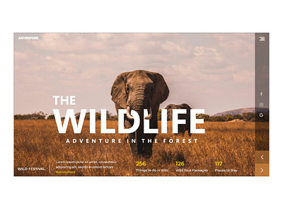 Wildlife Web page Design design illustration landing page design photoshop templates typography ui uidesign ux web