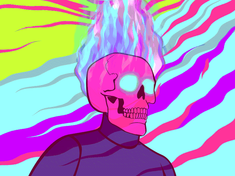 Neon Skull aftereffects animation debut debuts hellodribbble illustration illustrator minimal motion neon skeleton skull skull art synthpop synthwave vaporwave