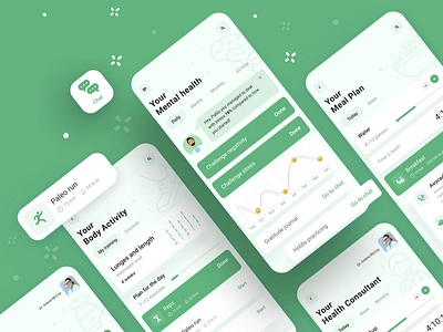 Mental and Physical Health Application activity health health app healthcare meal plan mentalhealth mobile app mobile app design mobile design mobile ui