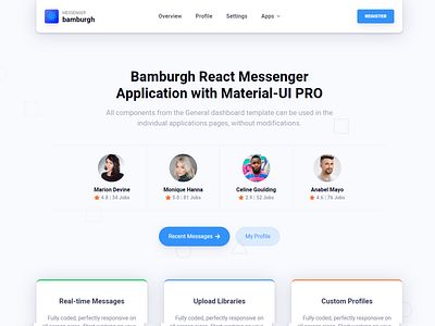 Messenger Landing Page admin dashboard admin dashboard template admin template bootstrap ui kit branding design elements html5 illustration reactjs