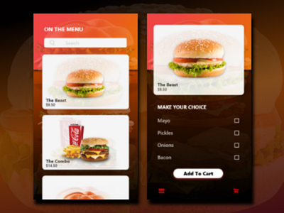 Burger app UI