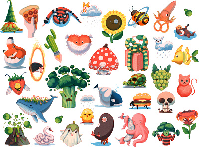 Emojinarium anano brochure characters emoji game illustration instagram procreate sketch texture