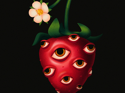 Strawberry adobe anano close up dissolve eye illustration surreal texture vector weird