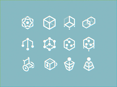 Icons for Techpark Georgia cube fablab hexagon icon icons isometric pictograms tech techpark wayfinding