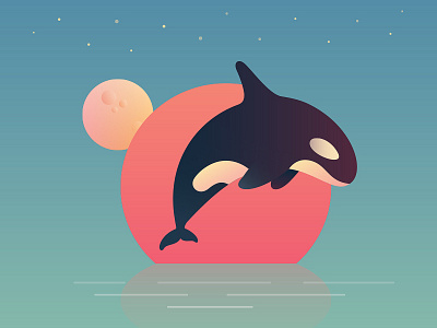 Killer Whale anano dolphin fish gradient gradients killer whale whale orca orque planets sun surreal weird