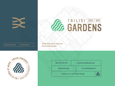 Tbilisi Gardens identity architecture branding building green identity logo logotype mark symbol type