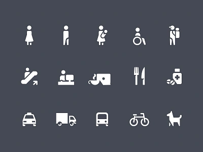 Pictograms car galleria icons leavingstone man navigation pictograms sigange wayfinder wc woman