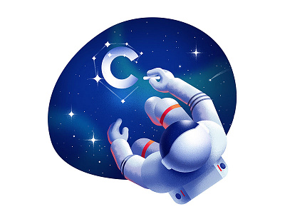 C in space 🌟 anano astronaut cuberto dissolve galaxy gradient illustration shape space stars texture