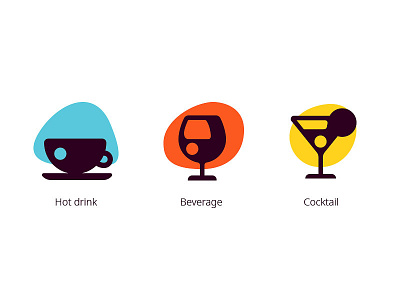 Stylized icons adobe cocktail coffee drink icons pictograms stains tea wine xd
