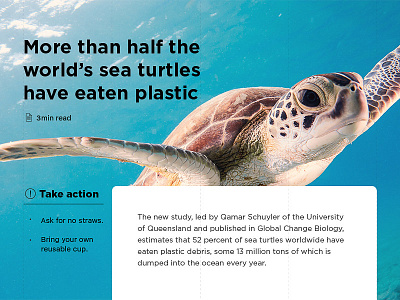 Article layout adobe article blog layout ocean plastic sea turtle typography