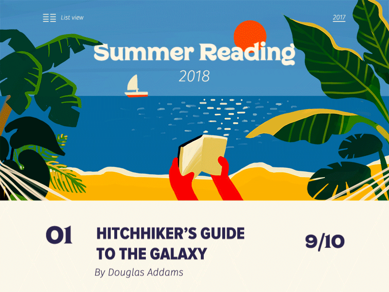 Summer Reading adobe adobexd animation book flat illustration layout ui ux web xd