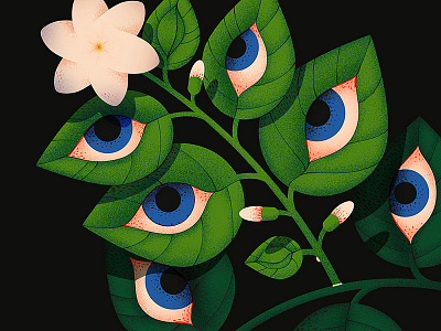 Jasmine 👁 2d anano close up dissolve eye eyes flower illustration jasmine leaf leaves texture