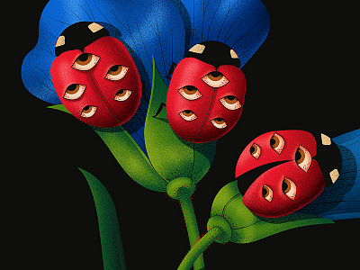 Ladybugs 👁 2d anano bug close up dissolve flora flower illustration ladybug plant texture