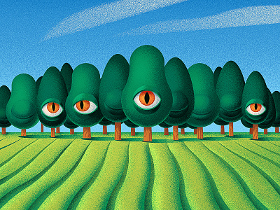 Tooth for an eye anano eye farm field illustration nature sky surrealist surrealistic texture tree weird