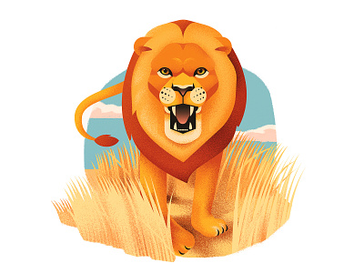 Lion 2d africa anano animal book clouds design dissolve illustration roar sahara sky texture vector