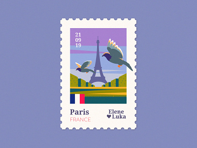 Paris 🕊 adobe anano eiffel eiffeltower flat france illustration paris stamp texture tower travel vector wedding