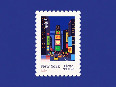 NY 🇺🇸 anano bigapple design flat illustration newyork ny poster stamp texture usa vector wedding