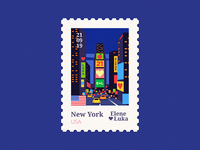 NY 🇺🇸 anano bigapple design flat illustration newyork ny poster stamp texture usa vector wedding