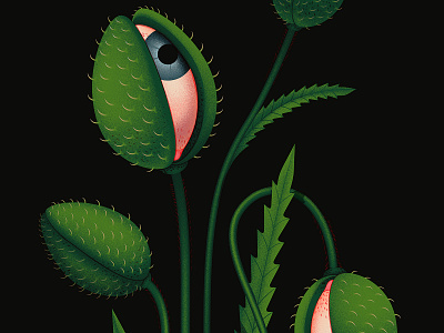 Bloom 👁 anano bloom eye eyes flowers illustration plants surrealistic texture vector